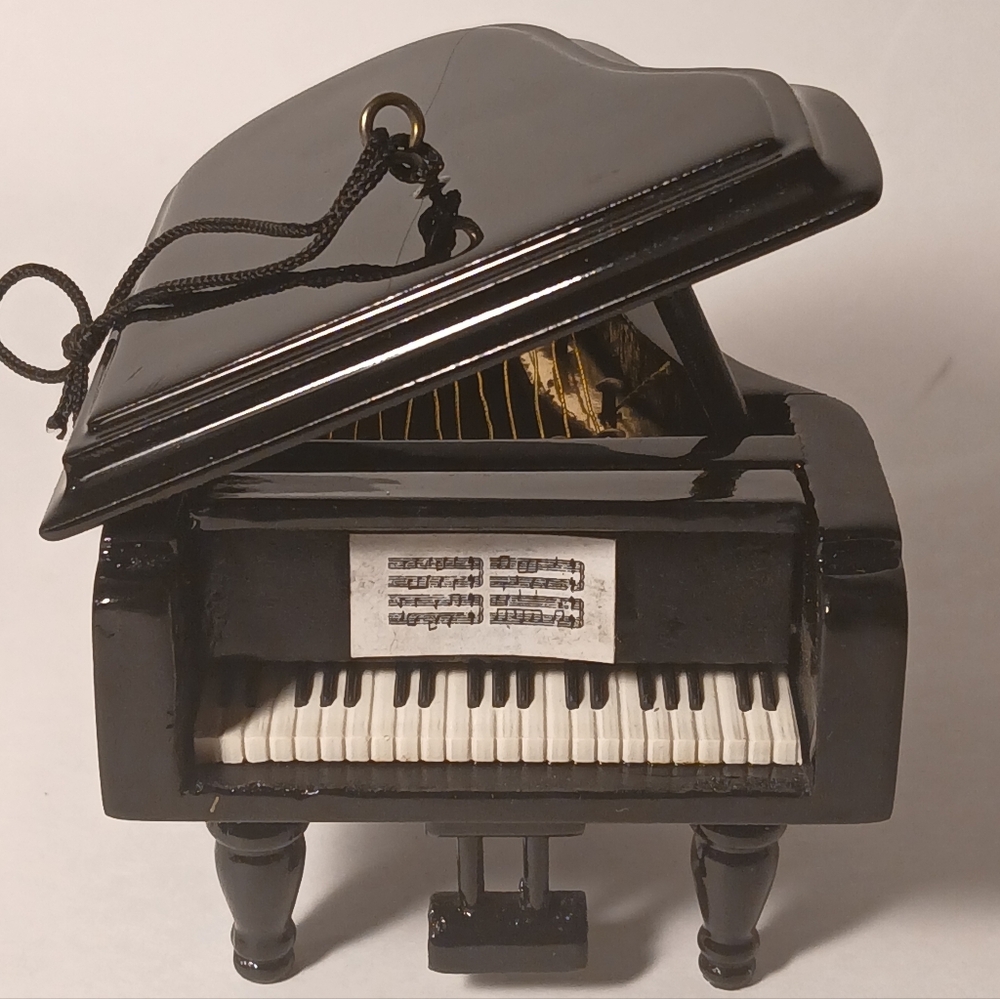 Vintage Wooden Black Realistic Grand Piano Xmas Ornaments